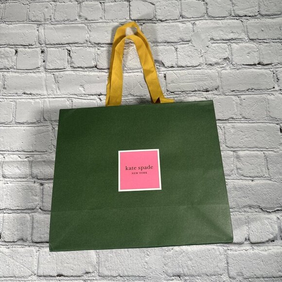 Kate Spade Speciality Store Paper Shopping Gift Bag 10“ X 8.75“ X 4“ Green Pink - Picture 1 of 13